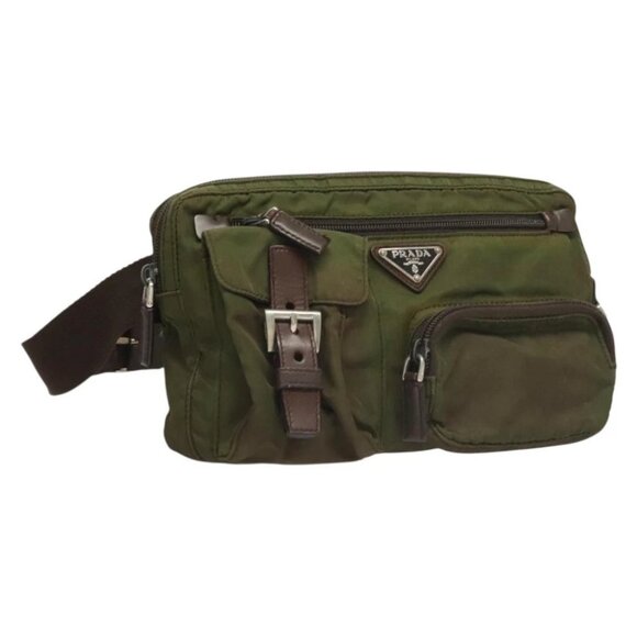 PRADA Waist bag Nylon Khaki Silver - Picture 1 of 14